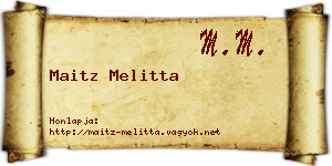 Maitz Melitta névjegykártya